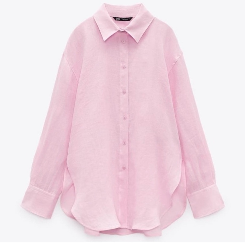 Zara Pink linen button down